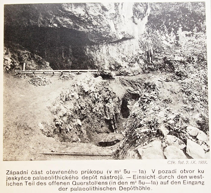 Jeskyně Pekárna - výkopy 1927 - K.Absolon